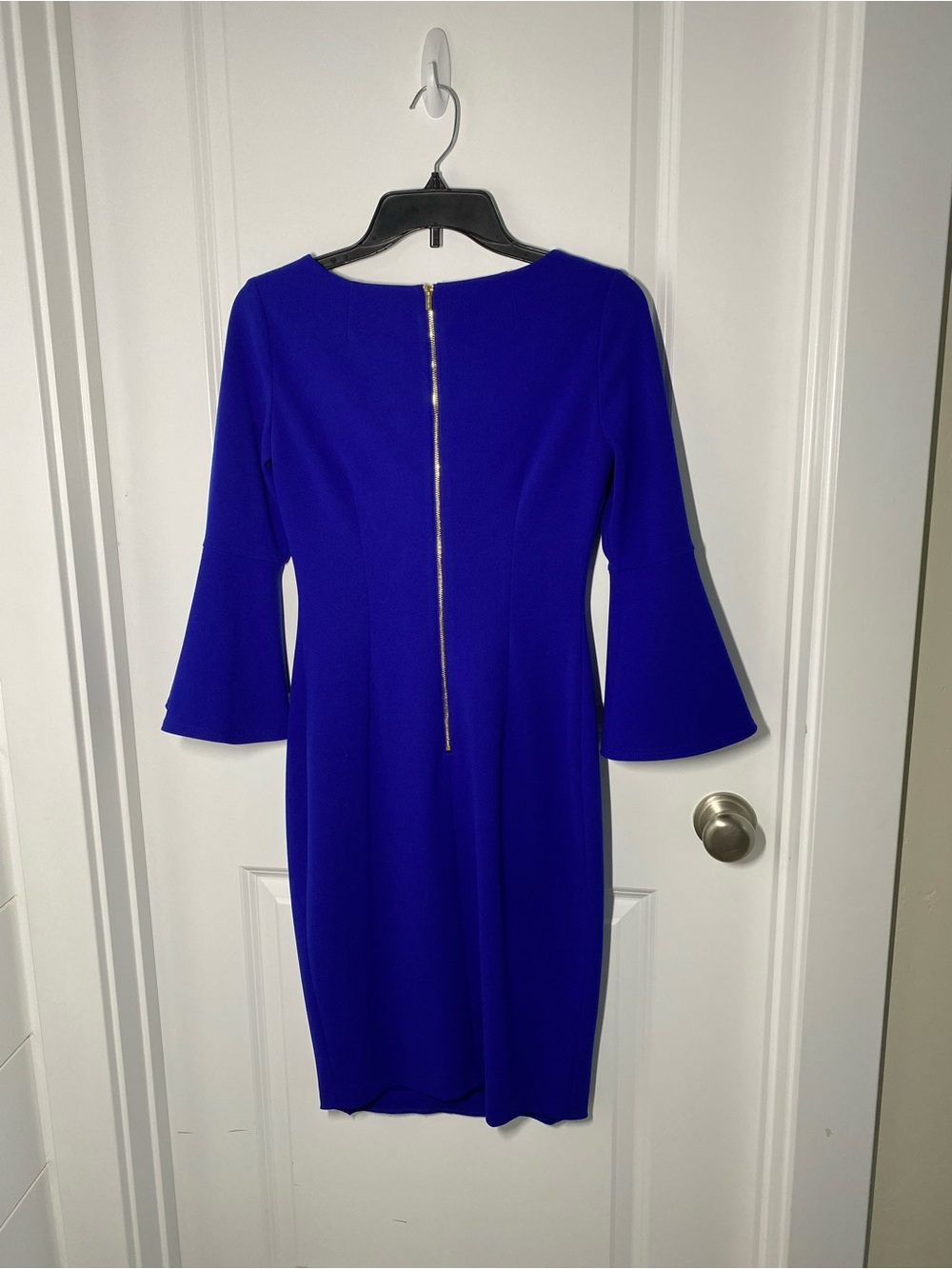 Calvin Klein Cobalt Blue Bell-Sleeve Sheath Dress - Picture 3 of 3